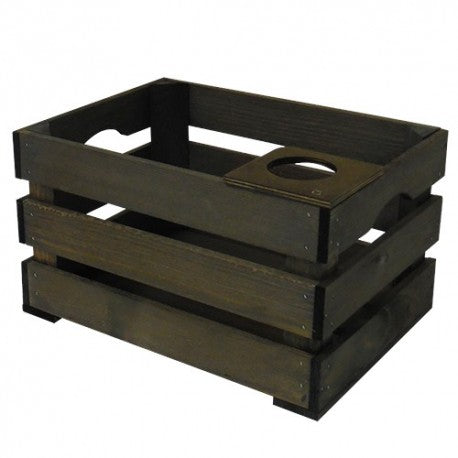 WICKED houten krat klein met koffiekophouder, (35x25x20)