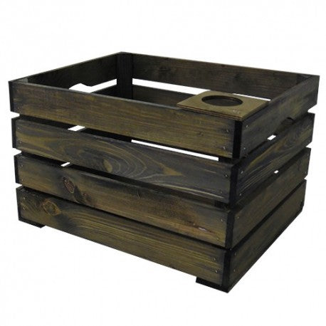 WICKED houten krat groot met koffiekophouder, (43x35x27)
