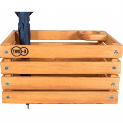 Two-O krat The Stormchaser houten krat, met koffiebeker- en parapluhouder