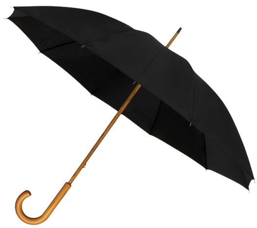 paraplu 102 cm polyester/hout zwart