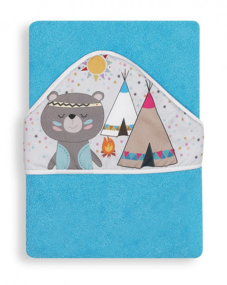 badcape indianenbeer junior 100 cm katoen blauw