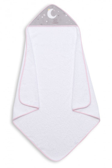 badcape Sweet Dreams junior 100 cm katoen wit/roze