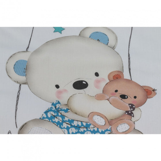 bedtextielset Beer 60 x 120 cm katoen wit/blauw 3-delig