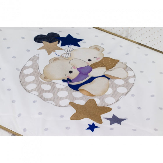 bedtextielset Maan 60 x 120 cm katoen wit/bruin 3-delig