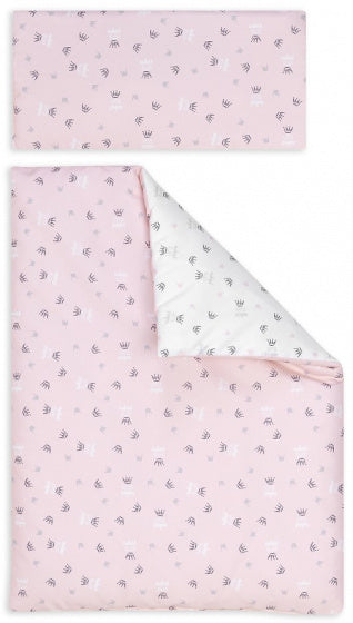 Interbaby Dekbedovertrek kronen 60 x 120 cm katoen roze/wit