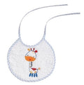 slabbetje Giraf junior 20 x 20 cm katoen blauw/wit