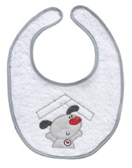 slabbetje Hond junior 30 x 20 cm katoen grijs/wit