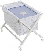 wieg Ster junior 90 x 72 cm hout/katoen wit/blauw