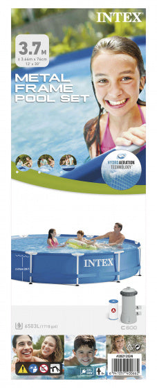 intex 28212gs frame zwembad 366x76cm + pomp