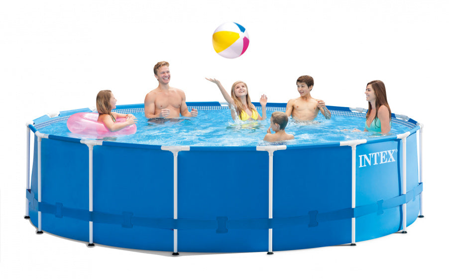 Intex 28242gn metal frame zwembad 457x122 cm + filterpomp en trap + accessoires blauw