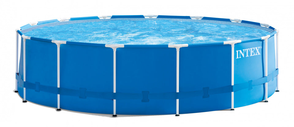 Intex 28242gn metal frame zwembad 457x122 cm + filterpomp en trap + accessoires blauw