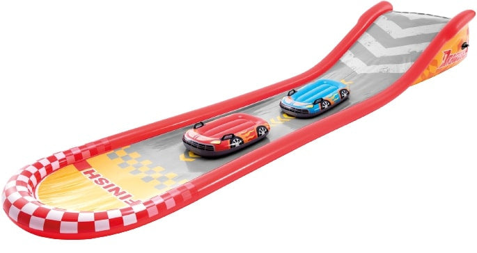 waterglijbaan junior 5,6 x 1,2 m vinyl grijs/rood 3-delig