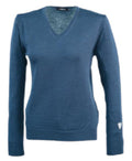 longsleeve Cashwool dames merinowol blauw maat 44