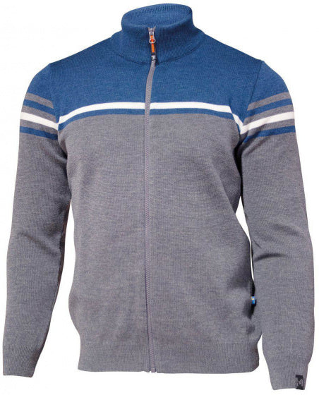 vest Sander heren merinowol grijs/blauw maat S