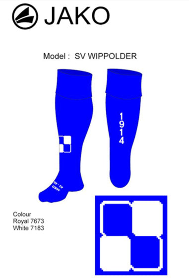sv Wippolder Wedstrijdsok blauw/wit maat mini