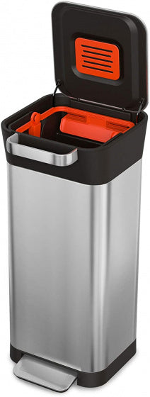 afvalemmer Totem 20 liter RVS zilver/zwart