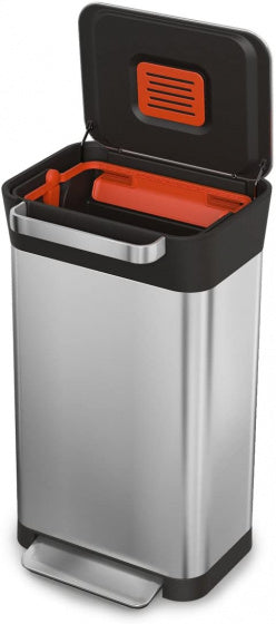 afvalemmers Totem 30 liter RVS zilver/zwart