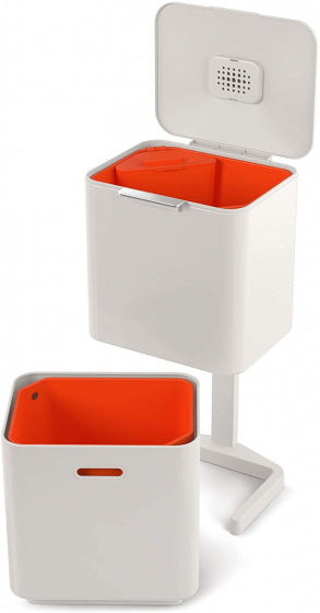 afvalscheider Totem 2 x 30 liter aluminium wit