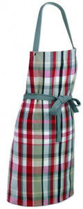 keukenschort Tabea 80 x 67 cm katoen rood/grijs