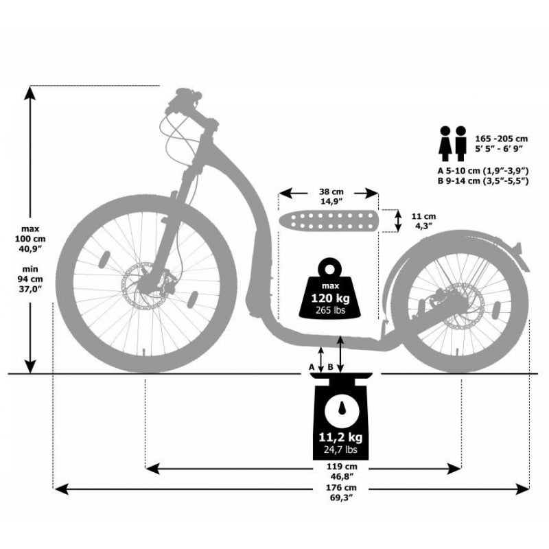 kickbike cross max 20hd+ matt black (hydraulic)