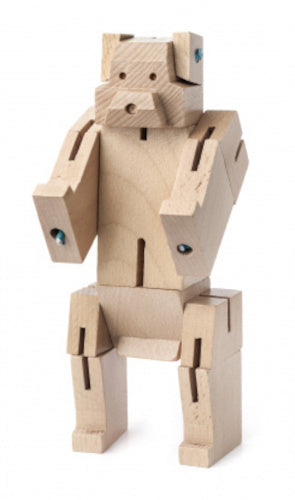 speelfiguur SquareBear 7,5 x 20 cm hout naturel