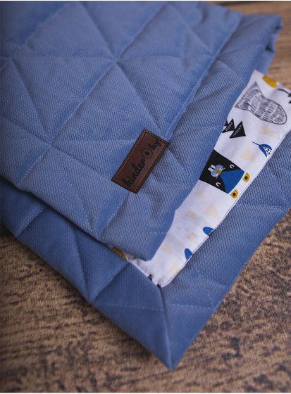 deken Triangles Jeans 50 x 70 cm katoen/fluweel blauw