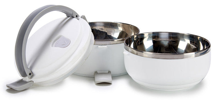 lunchbox dubbel 1500 ml polypropyleen/RVS lichtgrijs