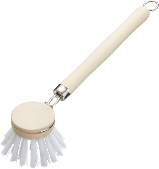 afwasborstel 22,5 cm hout/nylon crème/wit
