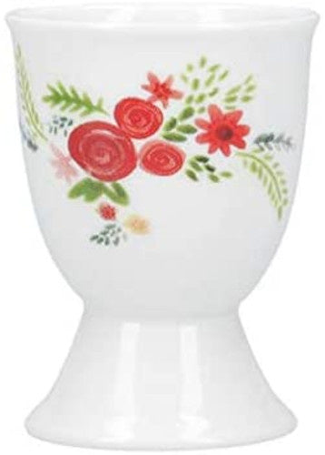 eierdopje bloemen 5 x 5 x 7 cm porselein wit