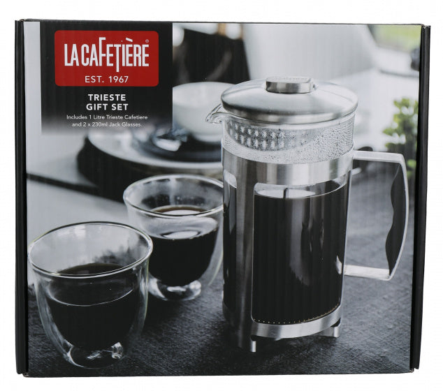 koffie-giftset La Cafetière 1 liter RVS zilver