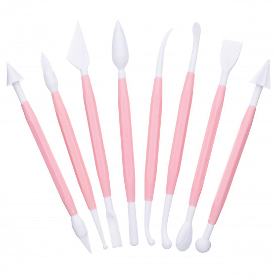 modelleergereedschap 17 cm roze/wit 8-delig