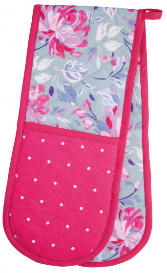 ovenhandschoen bloemen 87 cm katoen roze 2 stuks