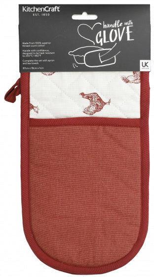 ovenhandschoen kip 87 cm katoen rood/wit 2 stuks