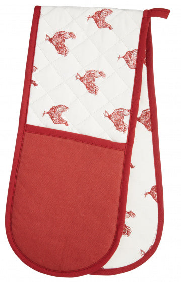 ovenhandschoen kip 87 cm katoen rood/wit 2 stuks
