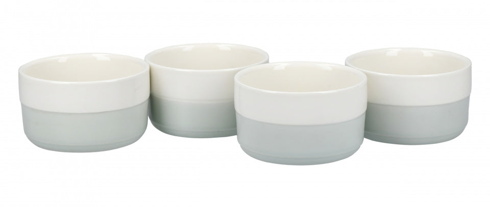 ovenschaaltjes 9 cm kermaiek wit/grijs 4 stuks