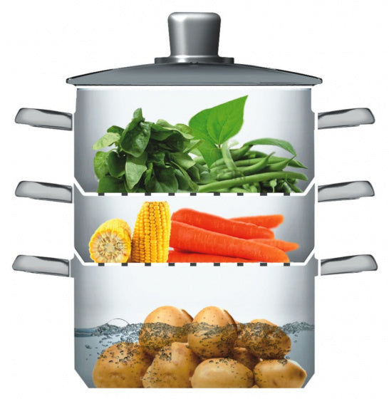 stoompan 18 cm RVS zilver/glas 4-delig