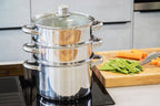 stoompan 18 cm RVS zilver/glas 4-delig
