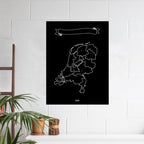krijtkaart Nederland XL 90 cm vinyl zwart 7-delig