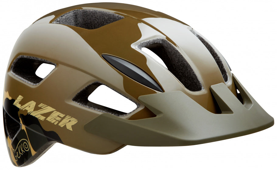 kinderhelm gekko junior bruin/groen maat 50-56 cm
