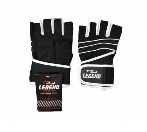 Fitness handschoen legend grip zwart wit maat S