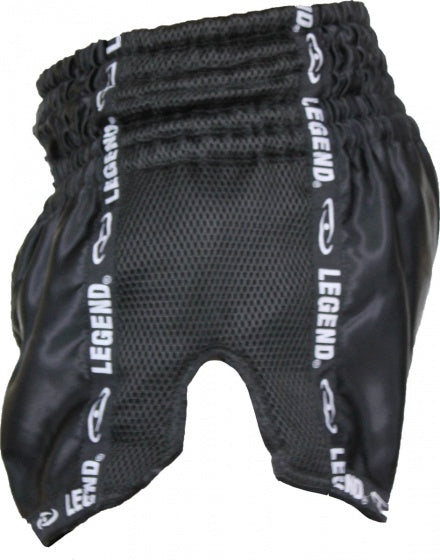 kickboksshort Trendy unisex satijn/mesh zwart mt XS