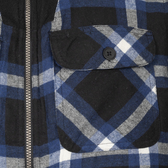 Life line Peter gevoerde flanel vest heren zwart/wit/blauw maat M