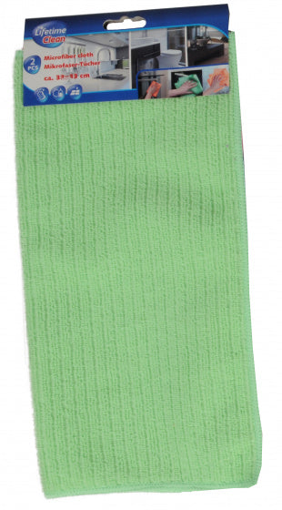 microvezeldoeken 33 x 33 cm groen/roze 2 stuks