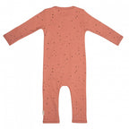 jumpsuit Dots junior katoen terracotta/zwart maat 74