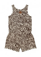 Little indians Jumpsuit kort Zebra meisjes katoen bruin maat 4-5 jaar