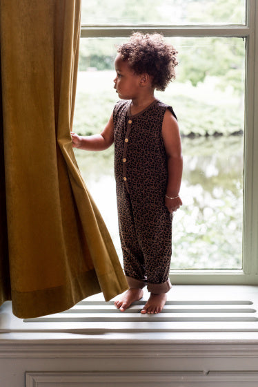 jumpsuit Leopard junior katoen bruin maat 110
