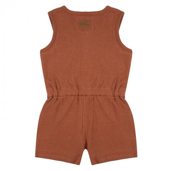 jumpsuit meisjes katoen bruin maat 4-5 jaar