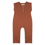 jumpsuit geribbeld meisjes katoen bruin maat 3-4 jaar