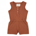 jumpsuit meisjes katoen bruin maat 0-3 maanden