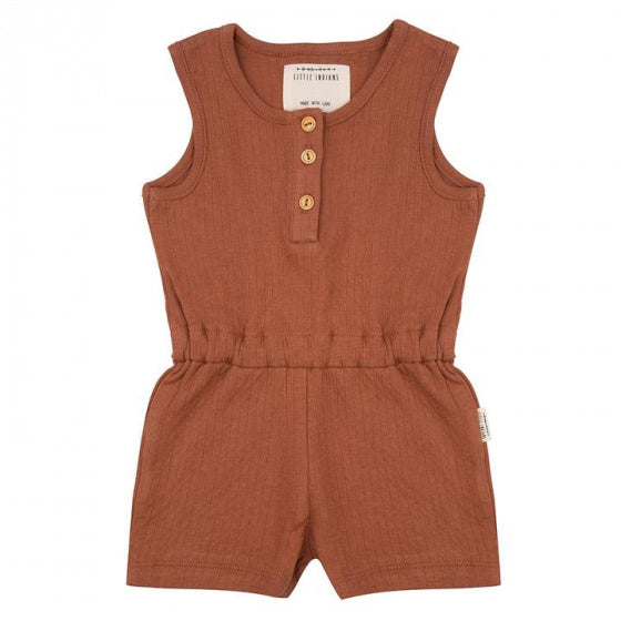 jumpsuit meisjes katoen bruin maat 0-3 maanden